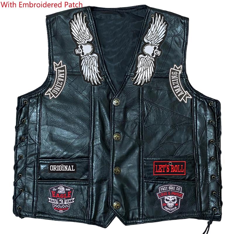 Trendy Men's And Denim Horse Oversized Embroidered Vest With Sleeveless Personalized Casual Camisole Braiding the thread Braiding the thread 06-1
