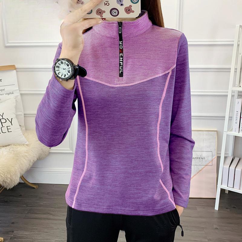 

Женский тонкий флисовый свитер из немецкого флиса для активного отдыха, ветрозащитный и теплый, с длинными рукавами и воротником-стойкой, в цвет топа S фиолетовый