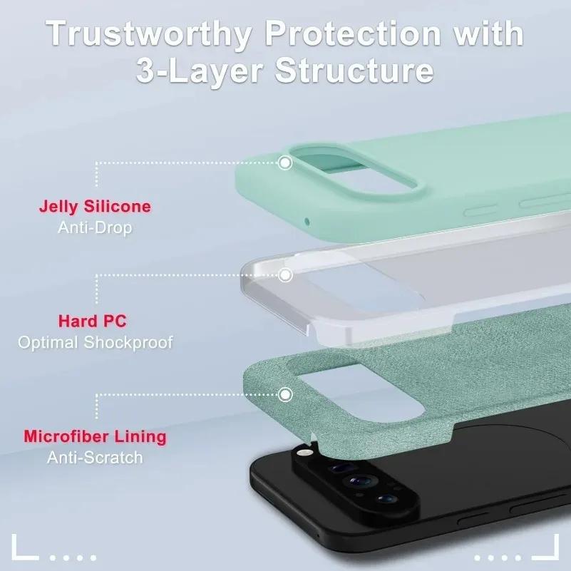 Měkké matné pouzdro z tekutého silikonu pro Google Pixel 9 Pro XL 8 7 6 8A 7A 6A A Jednobarevné pouzdro s pocitem kůže, nárazuvzdorné, ultratenké