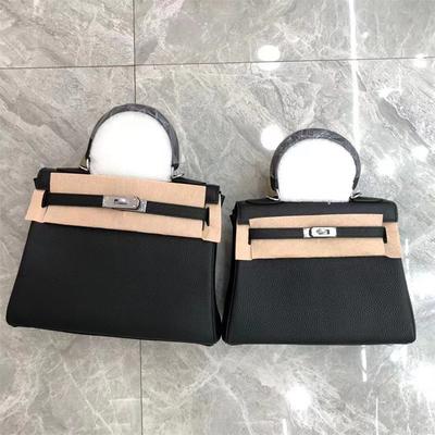 2024 Autumn and Winter New Trendy Wide Shoulder Strap Kelli Bag Women's First Layer Cowhide Lychee Pattern Single Shoulder Crossbody Handbag Women
