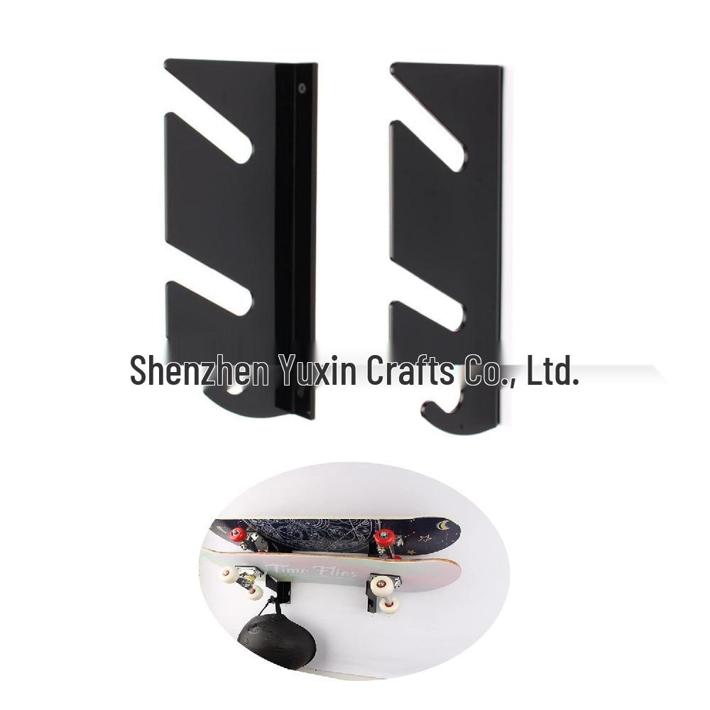 Skateboard Wall-Mounted Display Rack Pair with Storage Hooks