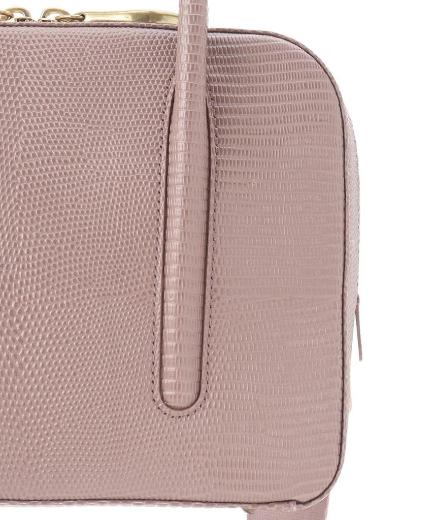 Sac à main Toff & Loadstone Jolly Mini Boston Lézard avec Bandoulière, Cuir Gaufré, Taille Unique, Marron et Rose Poussiéreux