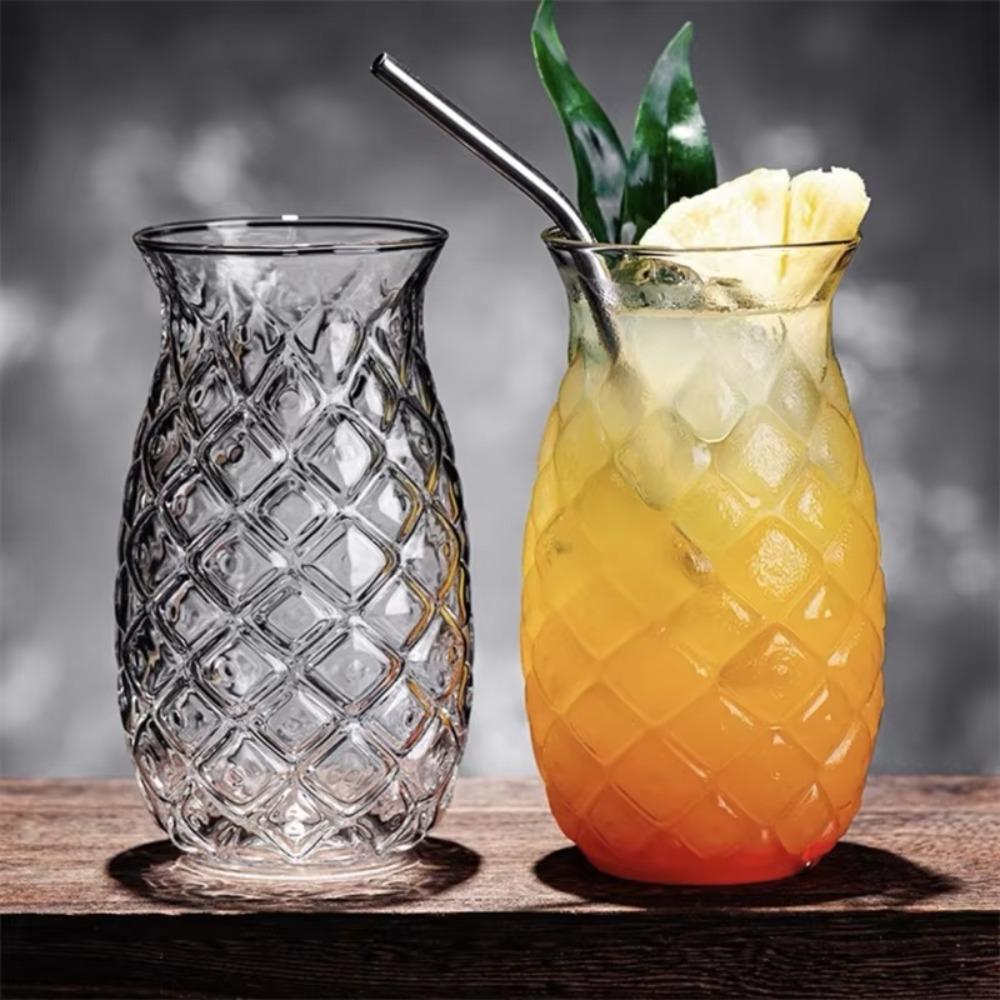 480 ML Pineapple Shaped Glass Cup Transparent Coffee Mug Bar Supplies Cold Drink Cup Home