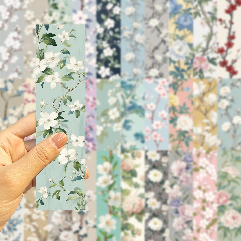 30pcs Vintage Flower Bookmarks, Natural Style Durable Paper Soothing Illustrations Perfect Collectible Set for Book Lovers