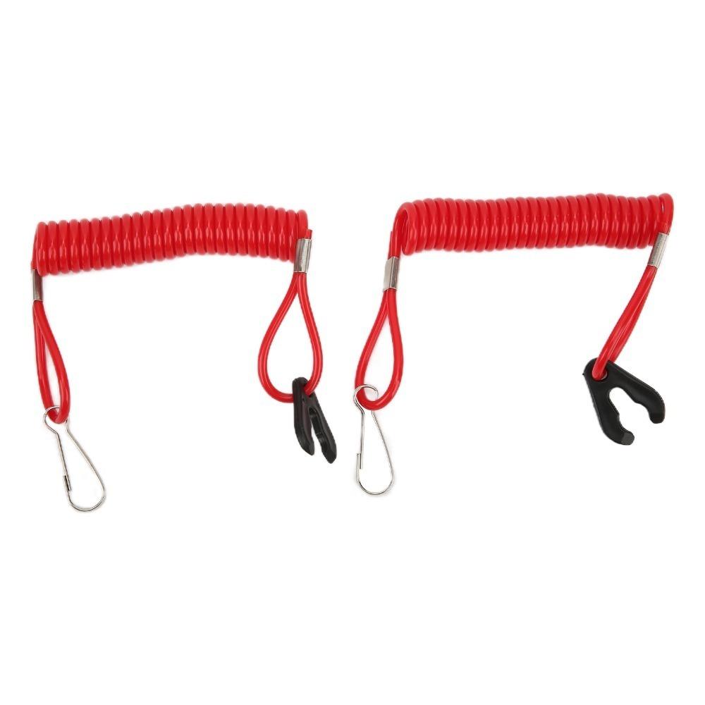 2PCS Key Switch Red Marine Outboard Kill Switch 160cm Safety Lanyard Emergency Kill Switch Lanyard Cord Boat Application