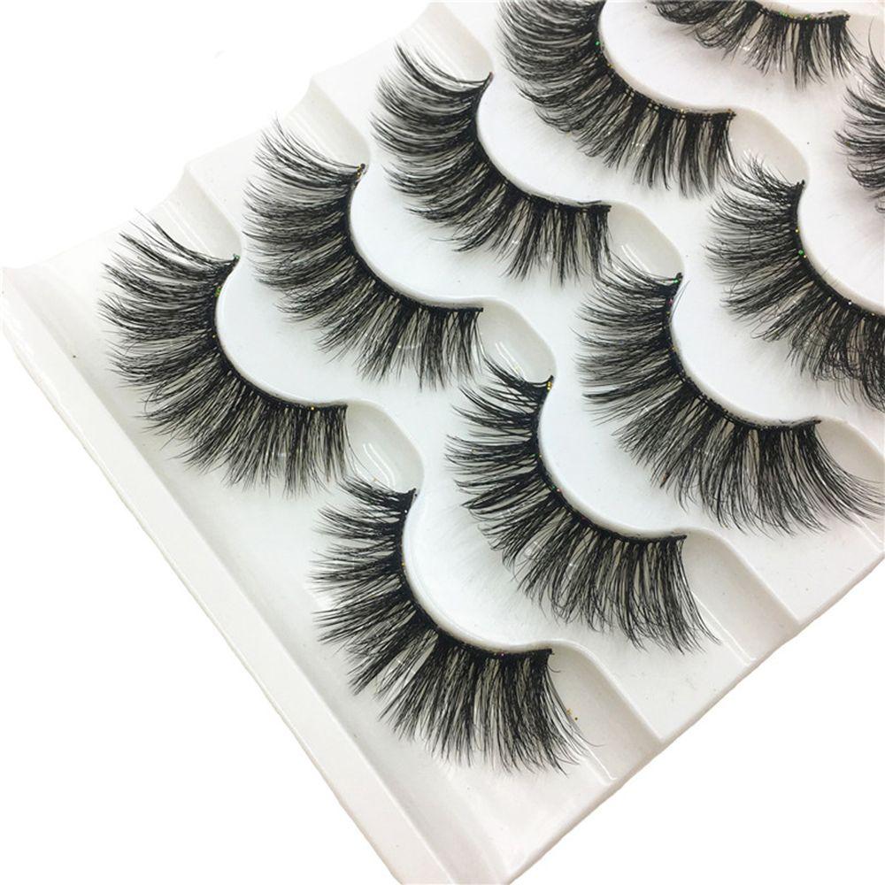 

5 Pairs Woman Wispy Flared Natural False Eyelashes Crisscross 3D Faux Mink Hair Eye Lash Extension 05