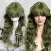Long Wavy Cosplay Green Wig for Women Heat Resistant Ponytail Lolita Synthetic Halloween Anime Wigs Natural Hair Party