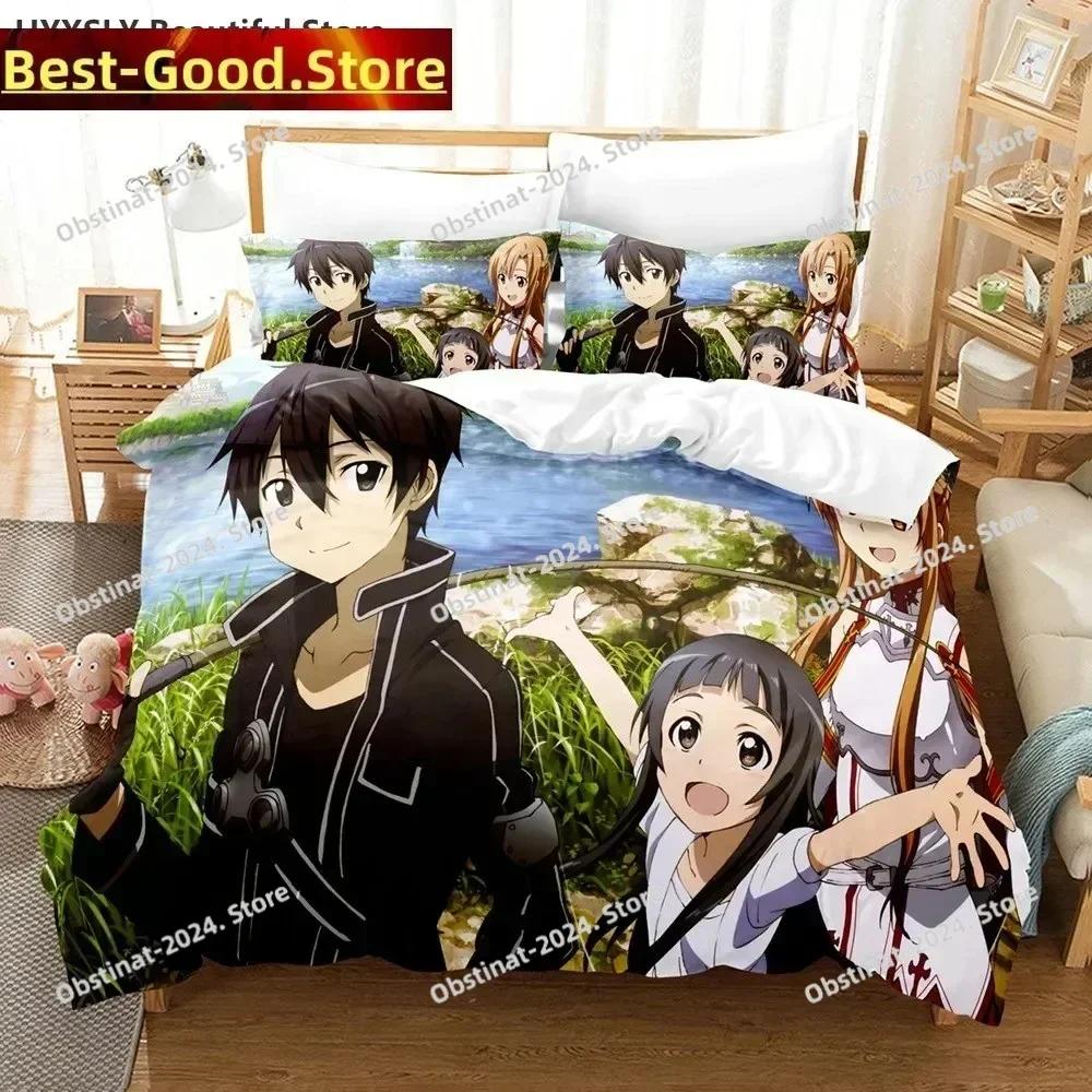 Sword Art Online Bedding Set Printed single Comforter Quilt Bed Cover Duvet Cover Pillow Case 3 Pieces Sets Kids Adult Size