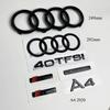 For Q2 4Ring Logo ABS Black Car Hood Front Grill Emblem Rear Trunk Badge A4 Quattro Sline 40TFSI  Emblem Car Accessories