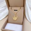 Finger 666 Light Luxury Temperament Gorgeous Full Diamond Necklace Women'S Versatile Collarbone Chain Titanium Steel Chain