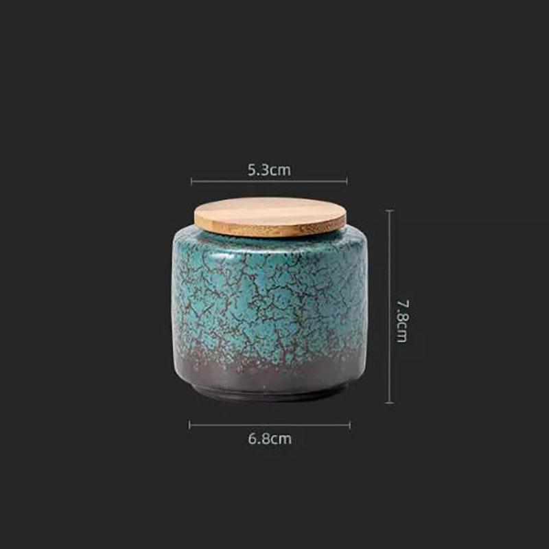 Retro Ceramic Green Tea Caddy High-grade Portable Candy Nuts Coffee Beans Medicinal Herbs Storage Jar Jewelry Box Home Ornament