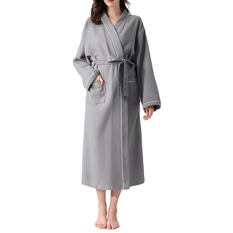 

[Jomoku] bathrobe 100% cotton Thin waffle dough woven three-dimensionally men s ladies Room wear gown room wear Gentle touch unisex Hotel After taking