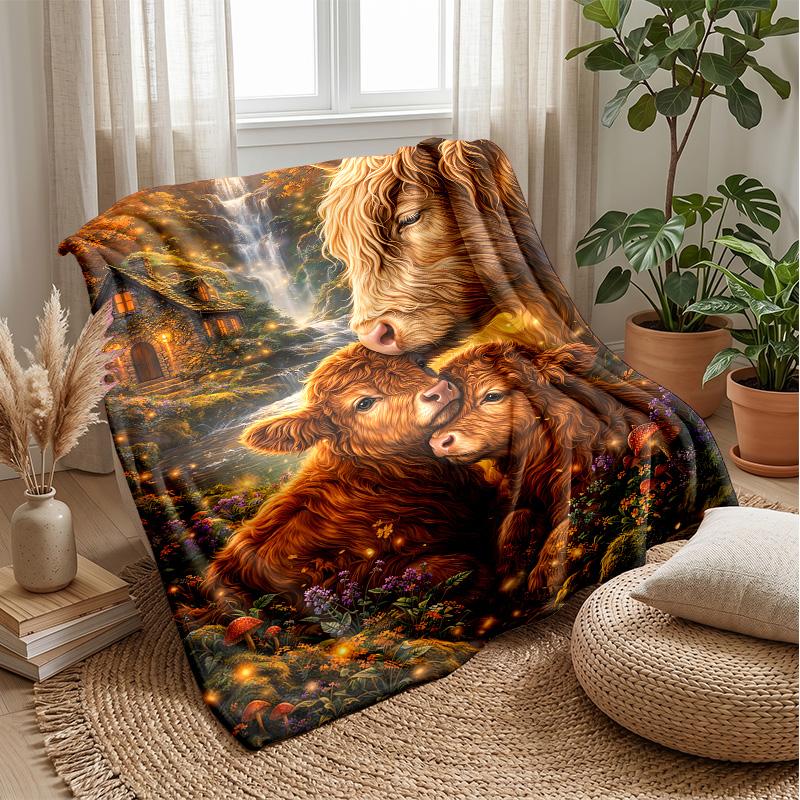 Mystic Flame Cat Guardian Theme Blanket Lightweight Warm Flannel Blanket Decorative Throw Blanket for Home Decoration