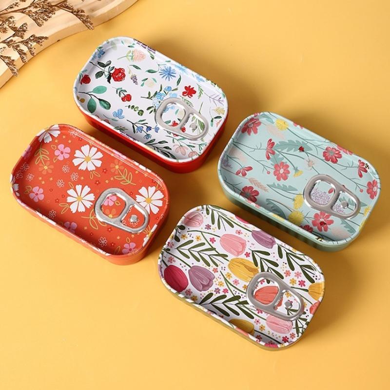 1Pcs Mini Flower Decor Drink Can Tinplate Box Empty Storage Container for Candy Small Accessory Travel Portable Organizer