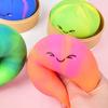 Rainbow Steamed Bun Stress Ball with Steamer Anti-Anxiety Colorful Smiling Dumpling Squeeze Toy Soft Simulated Dough Ball Fidget Sensory Toy