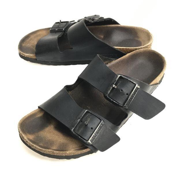 

BIRKENSTOCK Arizona Плоские кожаные сандалии 24.5 Размер 38 Черный Сделано в Германии Обувь Кроссовки