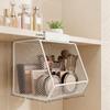 Under Sink Storage Basket Metal Mesh Hanging Basket Drill Free Rust Proof Drainage Bathroom Skincare Organizer Space Saving Rack