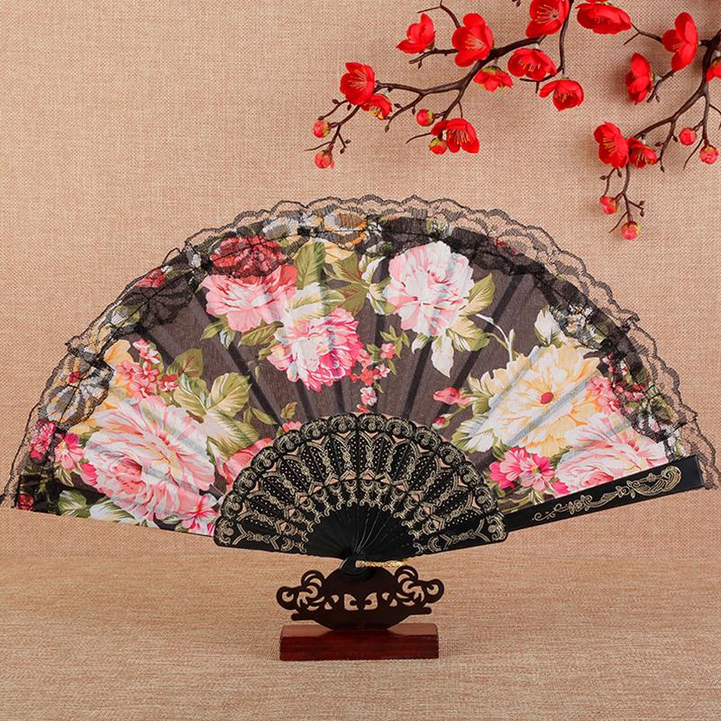 1 Stück Foto-Requisiten Klassische Aufführungs-Requisiten Ästhetische Schönheit Faltfächer Mode Pfingstrose Spitzenfächer