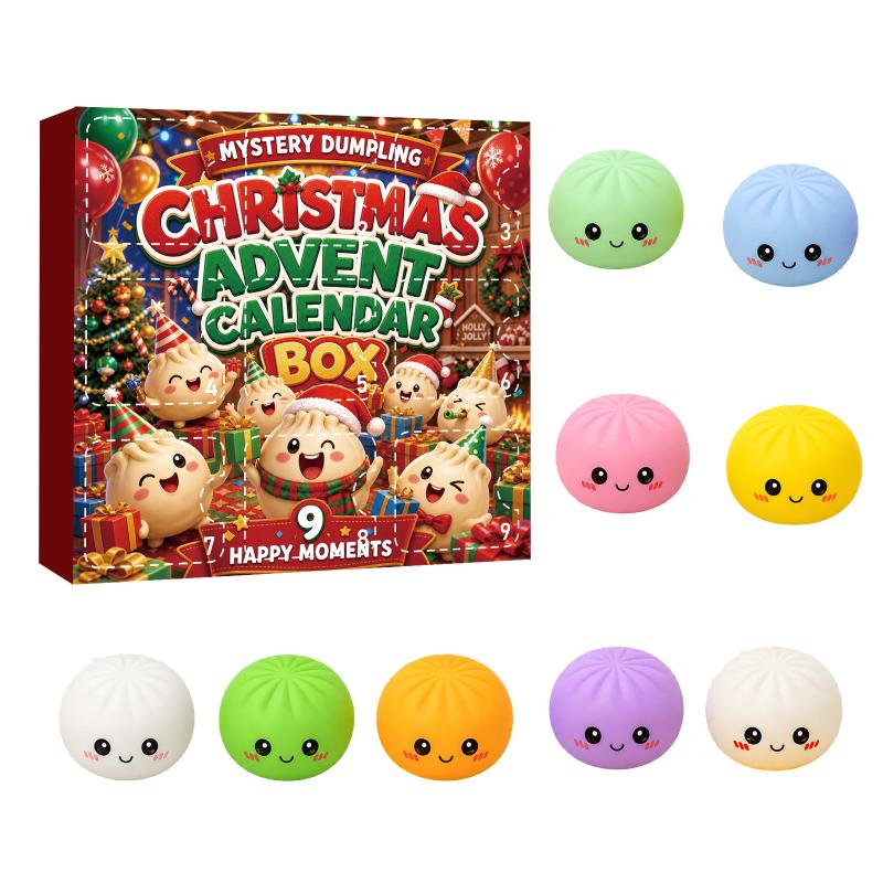 2026 Christmas Advent Calendar Mystery Dumpling Blind Box 24 Day Countdown Squeeze Sensory Fidget Holiday Gift Set