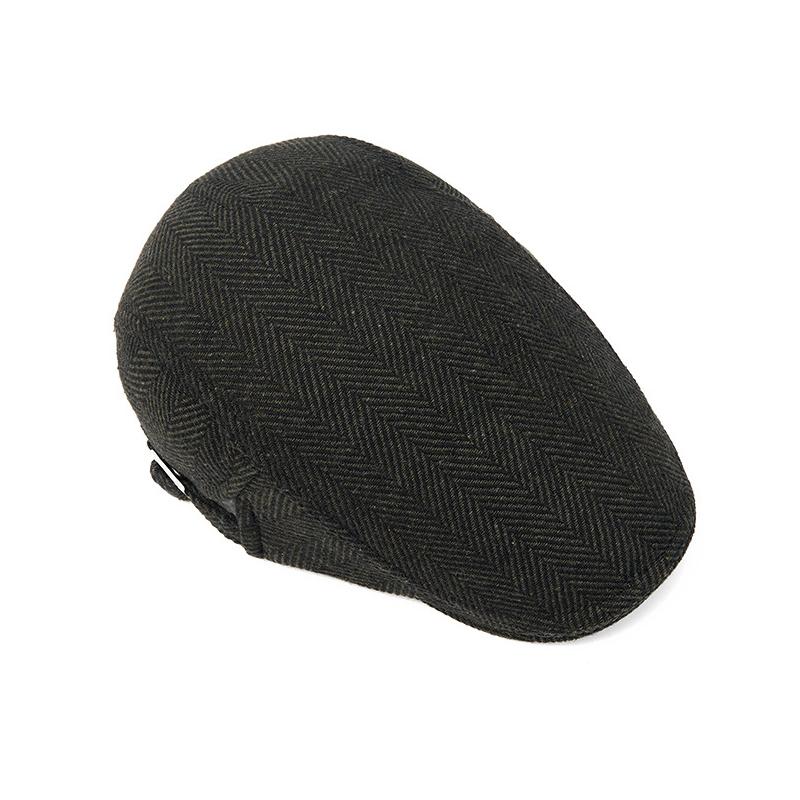 Herringbone Beret Men's Autumn Winter Warm Cap British Retro Wool Newsboy Cap Middle-Aged and Old Age Forward Cap