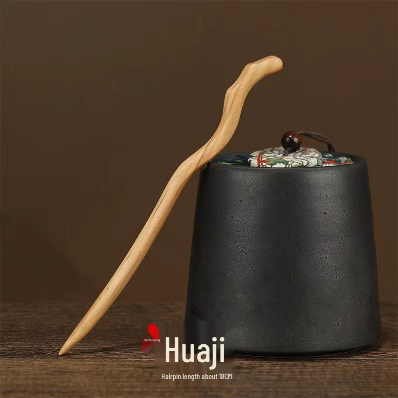 Peach Wood Double-Sided Carved Hairpin for Qipao Hanfu Updo - Ancient Style Accessory