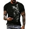 Fashionable Summer Men's Domineering Wolf Print Pattern Breathable Round Neck T-shirt Outdoor High Street Casual