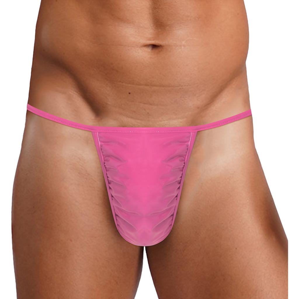Per Uomo G-string Lucido Perizoma Vita Sottile Tasca Sporgente Anello a O Dorso a T Slip