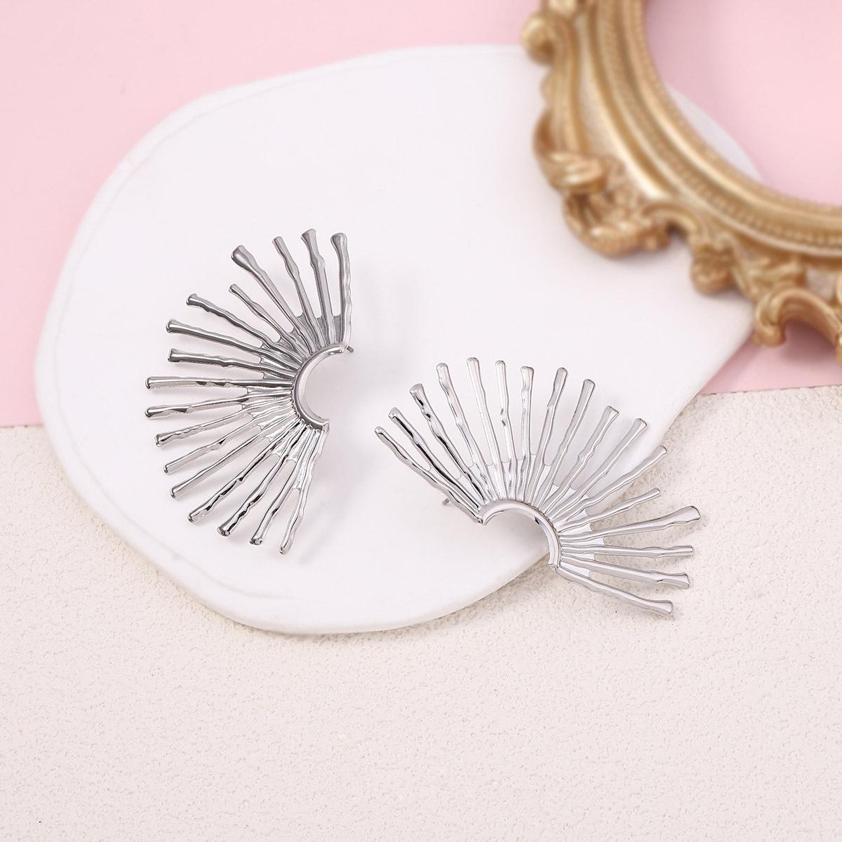 Темперамент личности: ретро серьги-пусеты в форме лучей, холодный ветер, металл, лесные серьги-полуподсолнухи серебряный