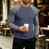 Men's Long Sleeve Color Block T-Shirt Round Neck Casual Basic Top