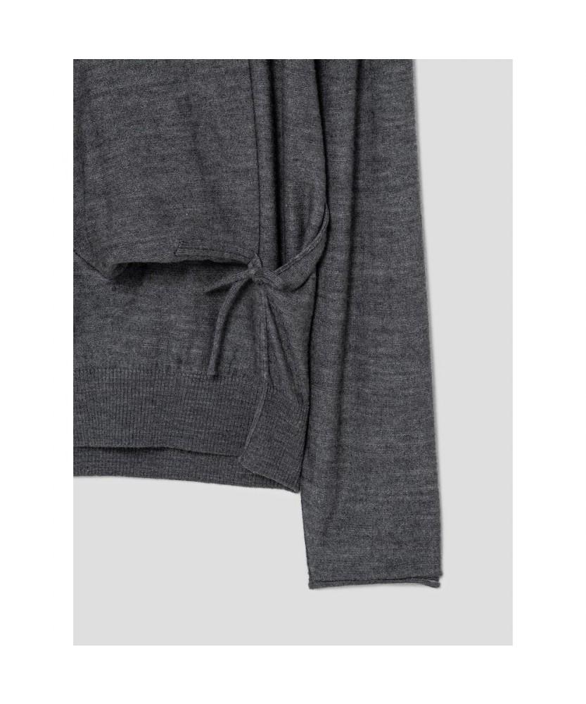 Anggae Big Cowl Tie Pullover Gray