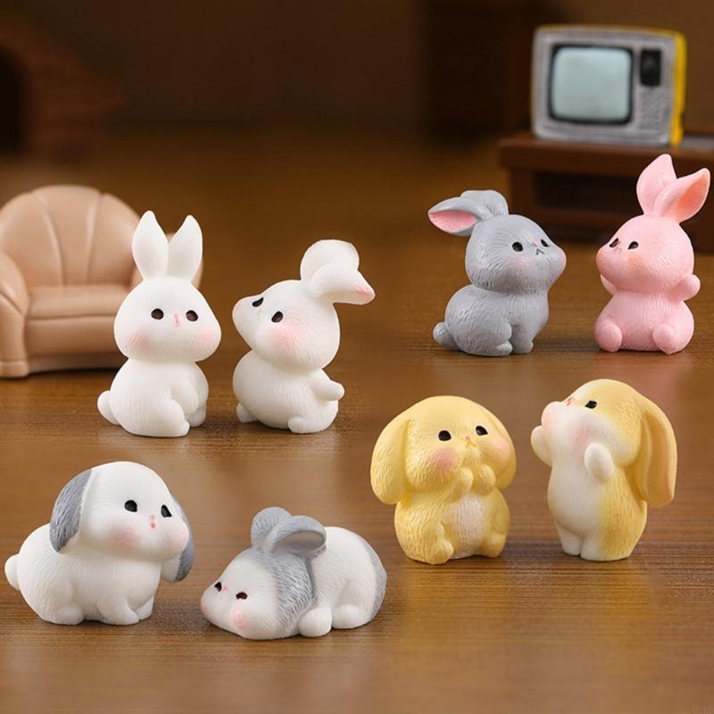 62KD Easter Rabbit Figurine Miniatures Ornament for Home and Shop Decorations