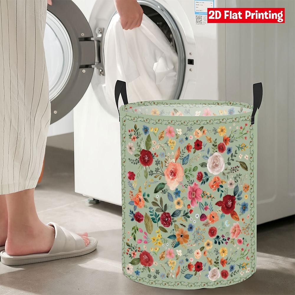 Collapsible Laundry Basket Large Round Waterproof Fabric Hamper Dirty Clothes Storage Bin Toy Organizer with Handles