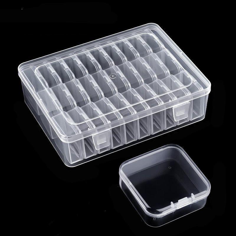 14-30 Grid Plastic Bead Jewelry Organizer Containers with Cover Clear Powder Puff Storage Boxes Dustproof DIY Nail Art Case Kits