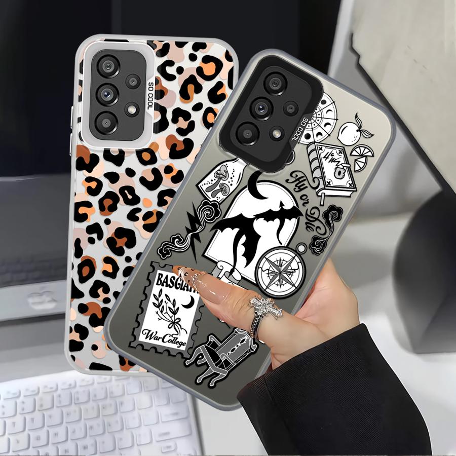 Leopard Print Logo Case for Samsung Galaxy A35 A24 A25 A26 A17 A20s A34 A12 A15 A16 A13 A14 A21s A23 A31 Phone Cover