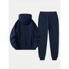 Boston Print Men's Two Piece Set, Casual Long Sleeved Hooded Sweatshirt and Sweatpants Set, Suitable for Winter and Autumn Wear, Sportswear Set