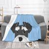 Schnauzer Dog Portrait Fashion Soft Warm Flannel Blanket Schnauzer Dog Portrait Cute Funny Breed Grey Pet Puppy Friend Animal