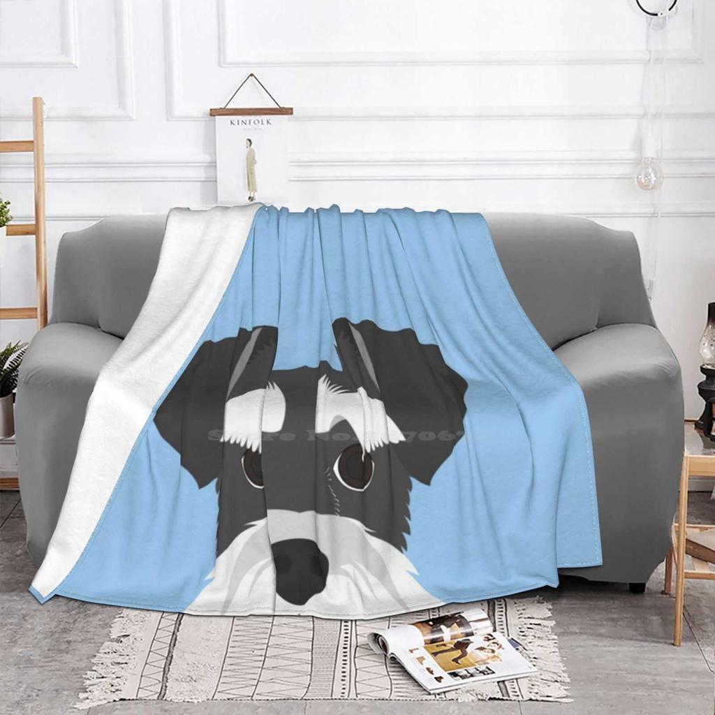 Schnauzer Dog Portrait Fashion Soft Warm Flannel Blanket Schnauzer Dog Portrait Cute Funny Breed Grey Pet Puppy Friend Animal