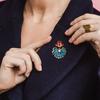 Stylish Carp Pin With Crystals Embellishment Portable Secure Clasp Versatile Accessory For Jackets Bags Hats