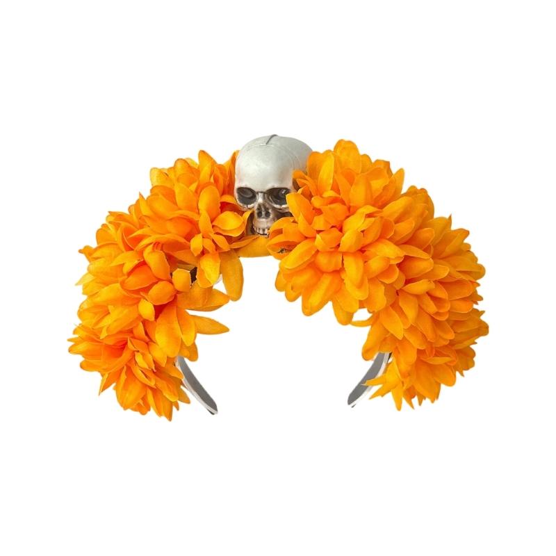Spiders Flower Hairband Soft Fabric Comfortable Day of the Death Hairband for Halloween Parties Costume Event Daily Wear
