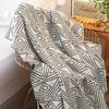 KX4B Nordic Knitted Warm Throw Blanket Black White Double-Sided Jacquard Sofa Cover