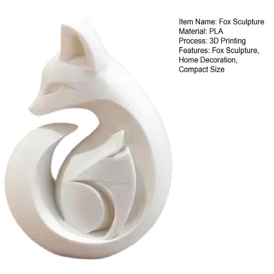 3D Printed Fox Sculpture, Matte White Minimalist Solid Structure Ornament, Stain-Resistant Smooth Surface Compact Art Piece for Housewarming Birthday