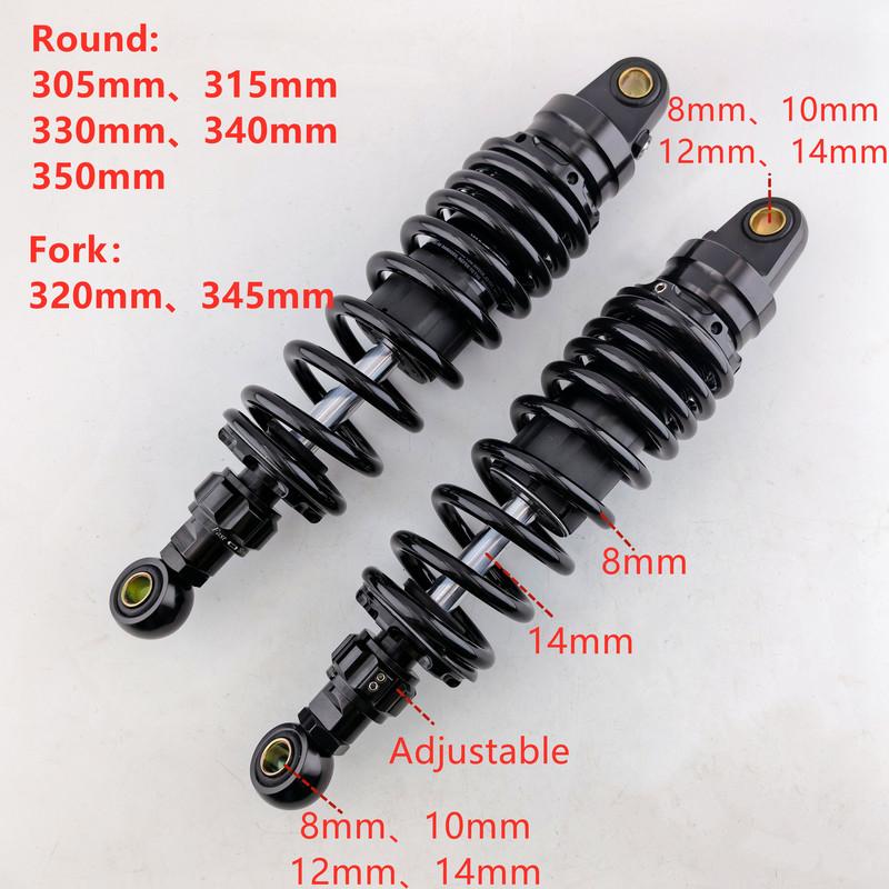 2pcs Universal 305mm-350mm motorcycle Rear Adjust damping shock absorber For Honda Yamaha Kawasaki Suzuki Rear suspension