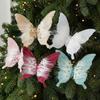 Clip-On Christmas Butterfly Ornaments Flocking Finish Xmas Butterfly Clip Decor  Holiday Party