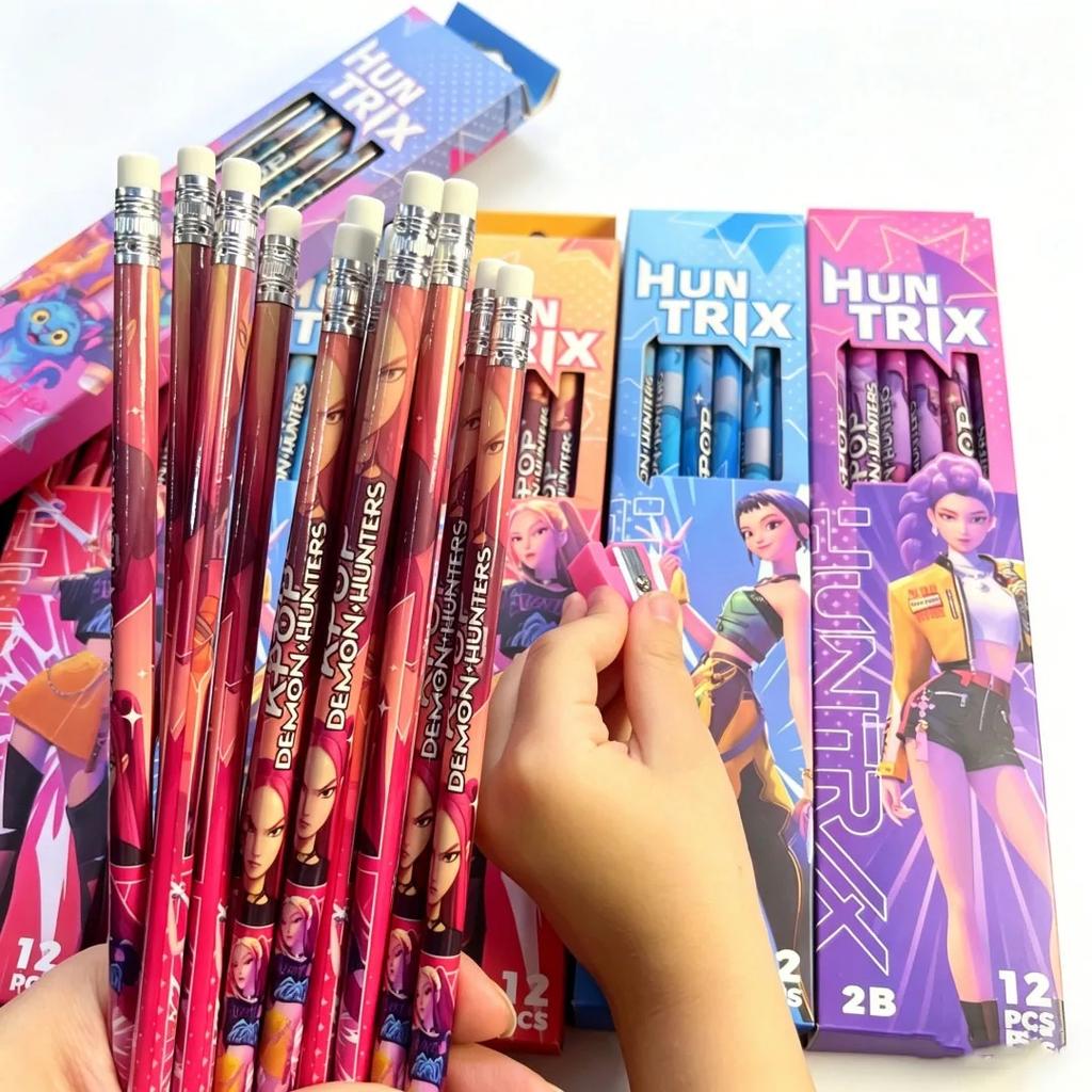 Anime Girls Lumi Mila Zoi Witch Hunter Pencils 2B HB Colors Pencils Cute Cartoon Student Stationery Set for Daily Learning Gifts