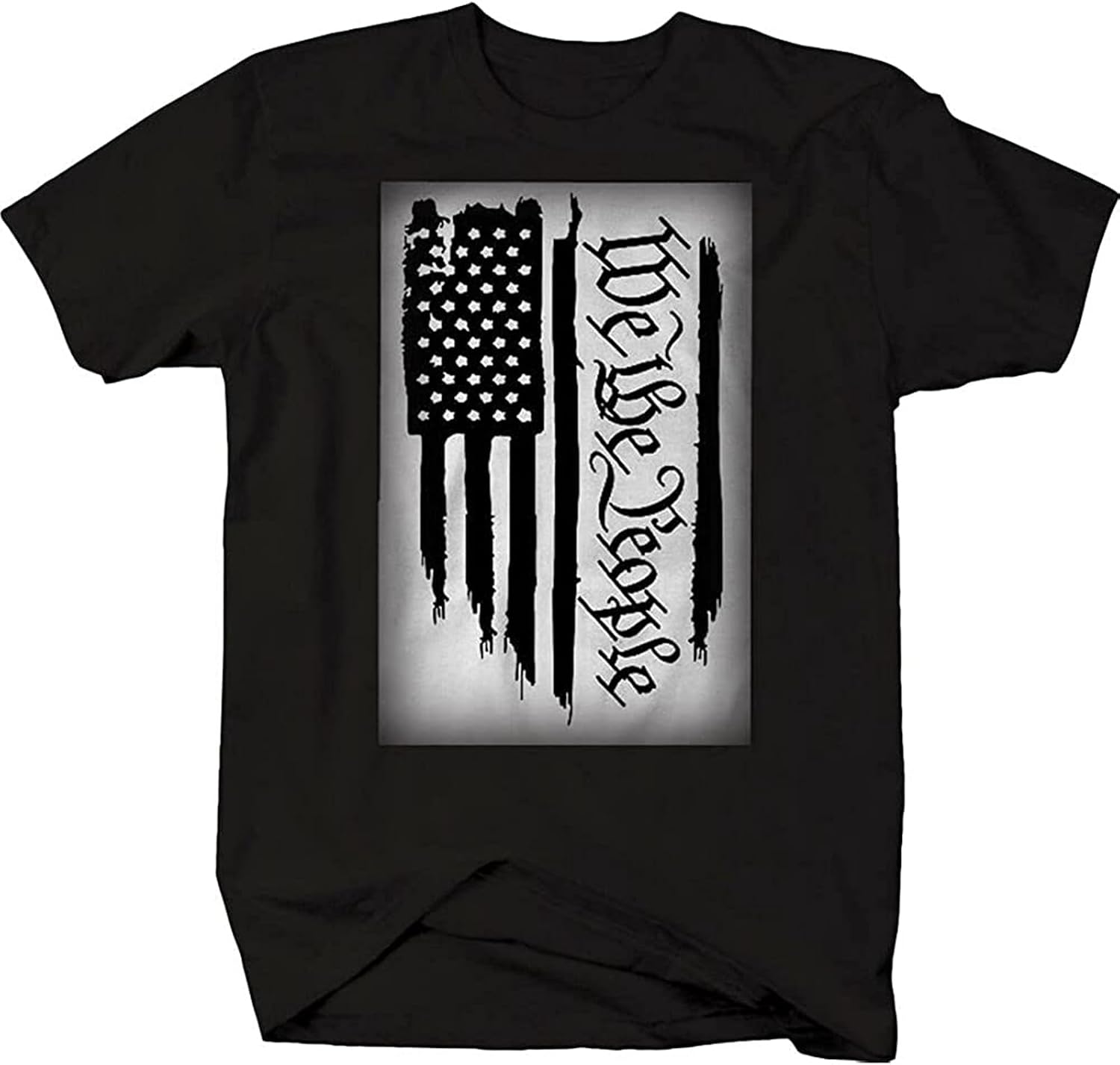 We The People Tattered Vintage American Vertical Flag T-Shirt Man s Fashion Black Unisex Tees L чёрный