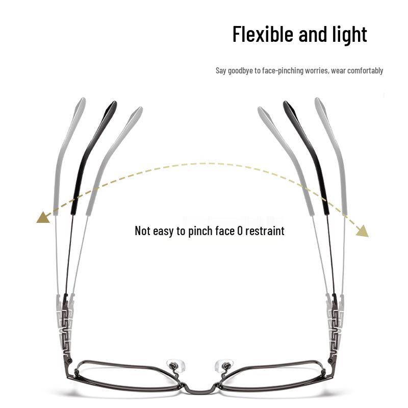 3830J Retro Square Full-Rim Metal Eyeglass Frame, Two-Color Super Light for Large Faces