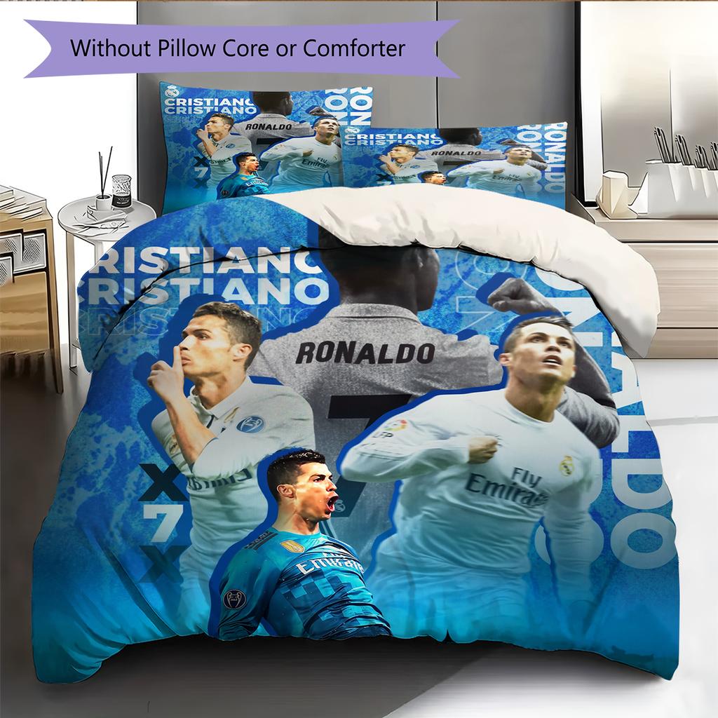 Biancheria da letto con motivo Cristiano Ronaldo Decorazione per la casa Regalo di compleanno (1 * copripiumino + 2 * federa, senza nucleo)