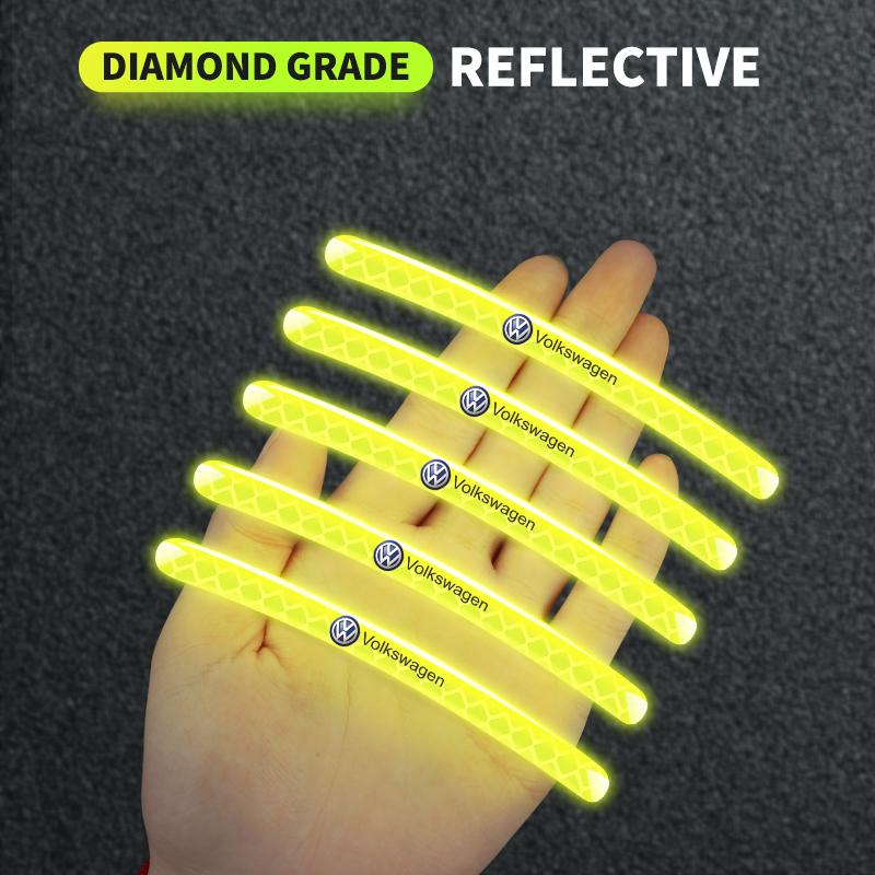 Car Wheel Hub Reflective Stickers Tire Rim Luminous Accessories For Volkswagen Santana GTI Rline Polo Golf Passat B5 B6 Touran Magotan
