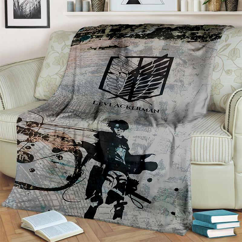 3D Cartoon Attack on Titan Eren Mikasa Anime Blanket,Soft Throw Blanket for Home Bedroom Bed Sofa Travel Picnic Cover Kids Gift