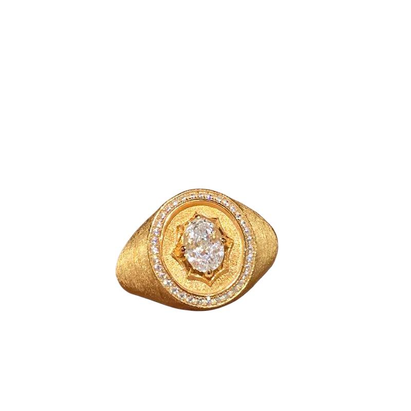 Gebürsteter glänzender Siegelring für Damen, neu, im Vintage-Stil, voller Diamant, exquisite elliptische Ringe für Damen, Bankettschmuck, Geschenk